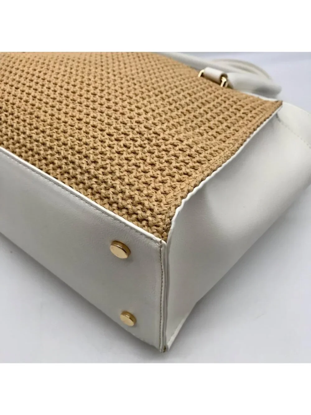 I.N.C. International Concepts Vanilla Straw Caitii Medium Satchel Bag